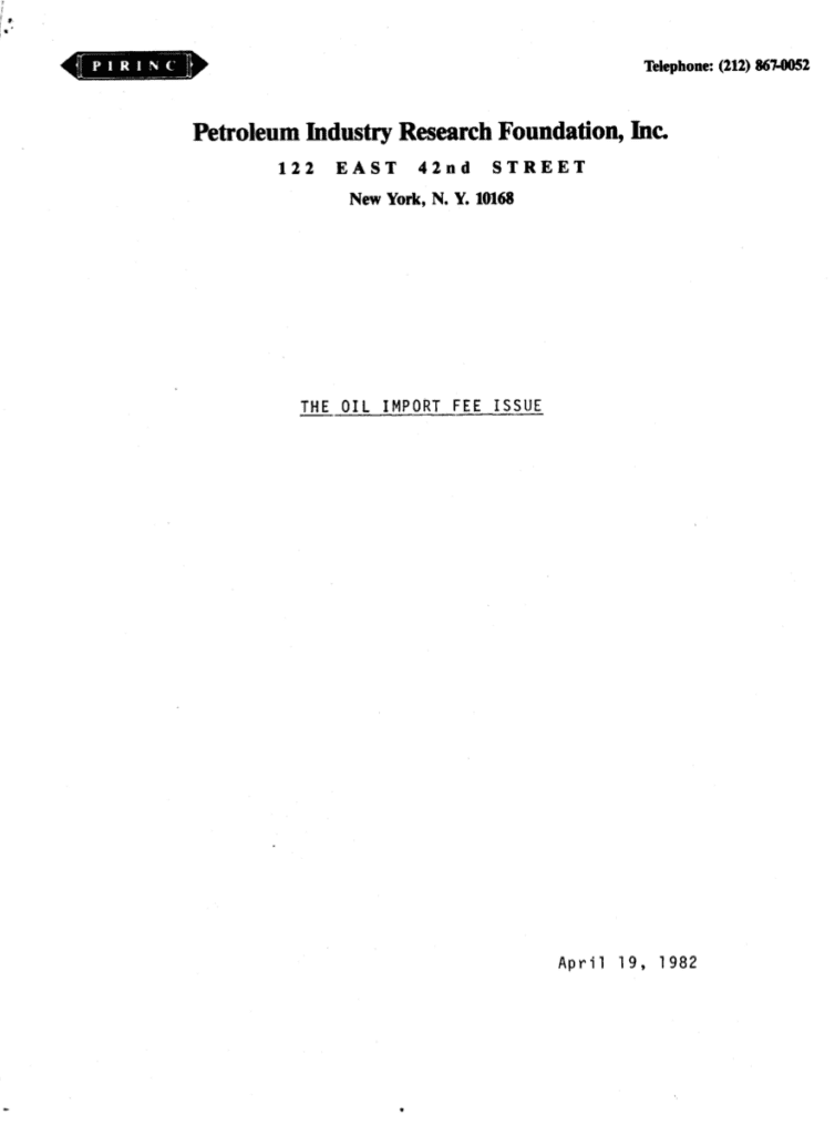 Text document titled "The Oil Import Fee Issue".