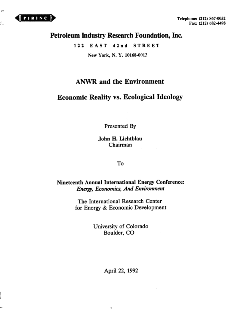 Document on ANWR and the Environment, 1992.
