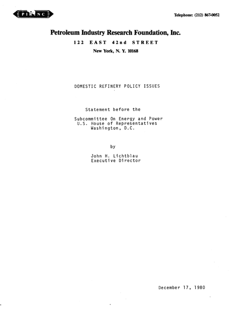 Petroleum industry report cover, December 1980.
