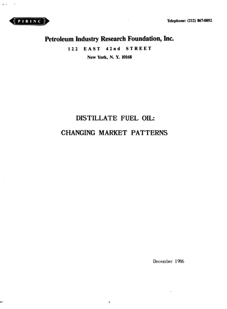 Report cover: Distillate Fuel Oil, 1986.