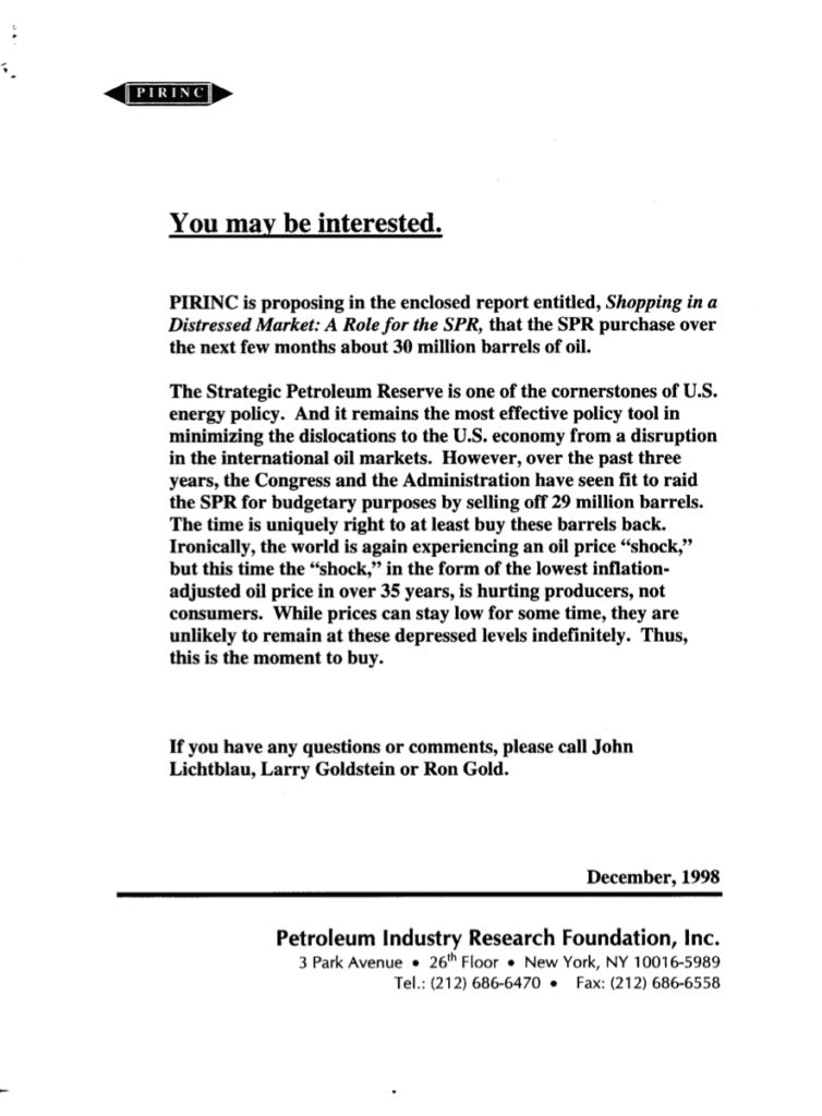 Text document discussing Strategic Petroleum Reserve.