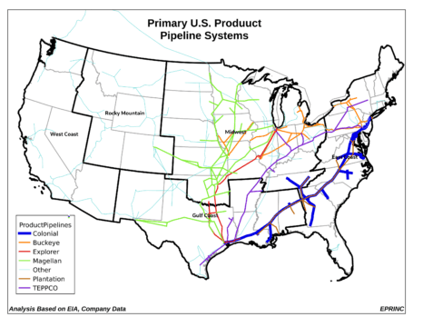 Map of U.S. product pipeline systems.