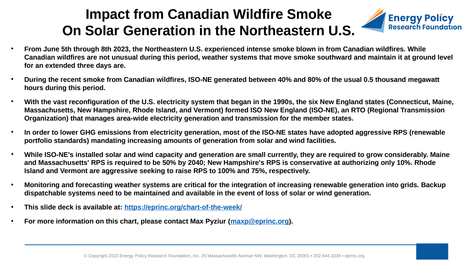 Impact from Canadian Wildfire Smoke On Solar Generation in the Northeastern U.S. — figure 2