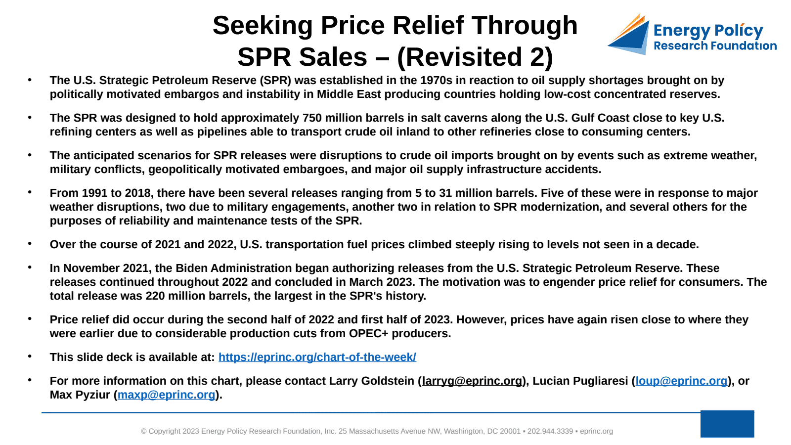 Seeking Price Relief Through SPR Sales – (Revisited 2) — figure 2