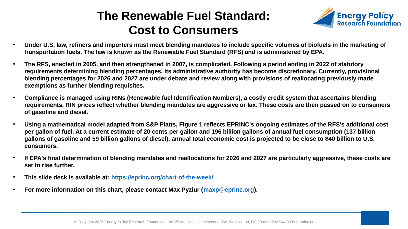 The Renewable Fuel Standard: Cost to Consumers — figure 2