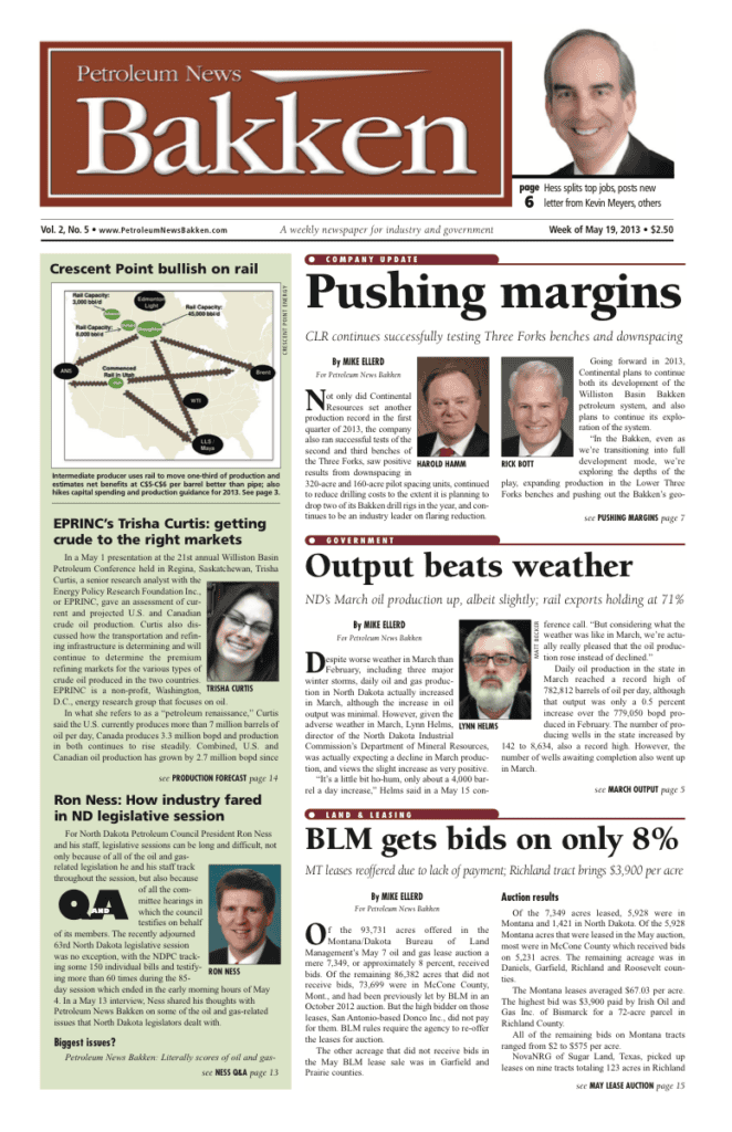 Petroleum News Bakken newspaper front page layout.