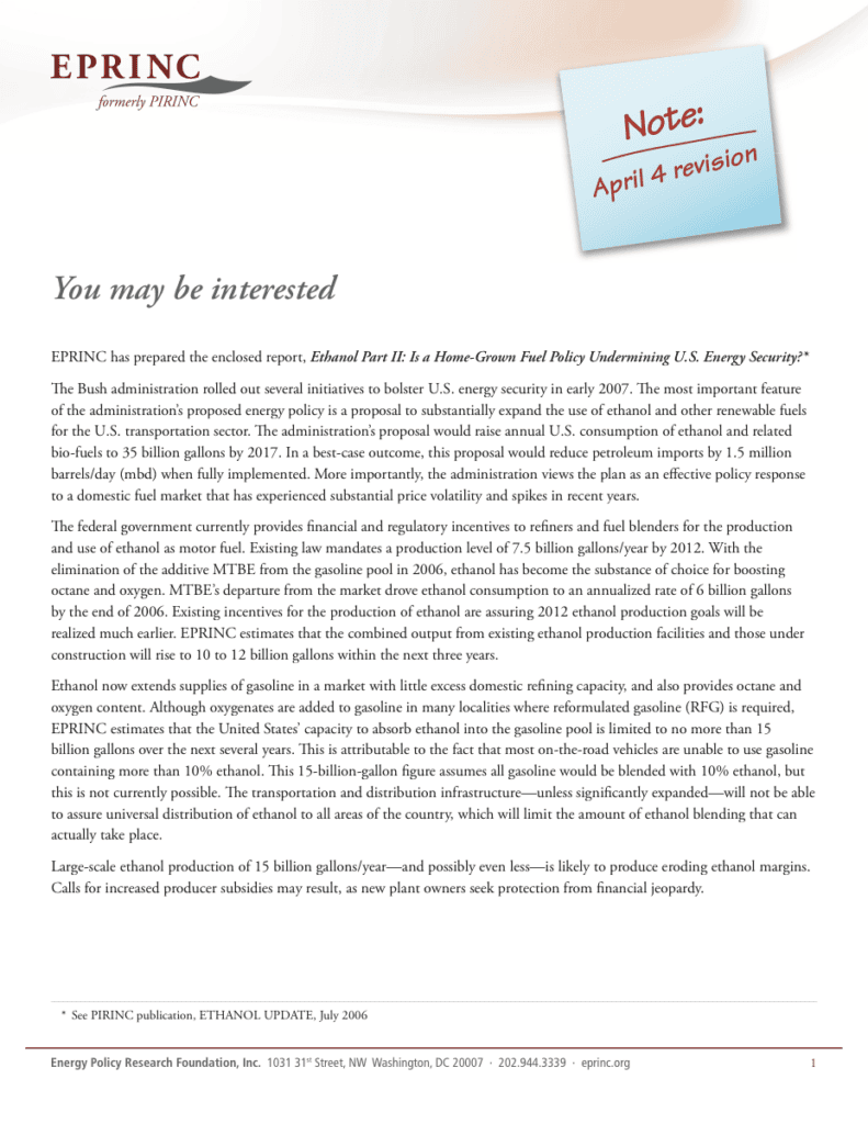 Report page with note on April revision.