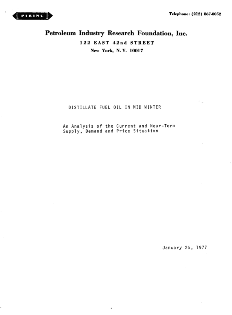 Report cover, distillate fuel oil analysis.