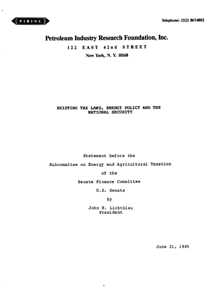 Document cover on energy policy, June 1985.