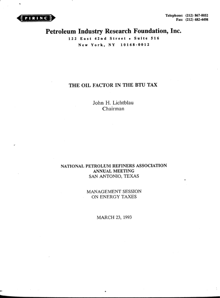 Report cover on oil and energy taxes.