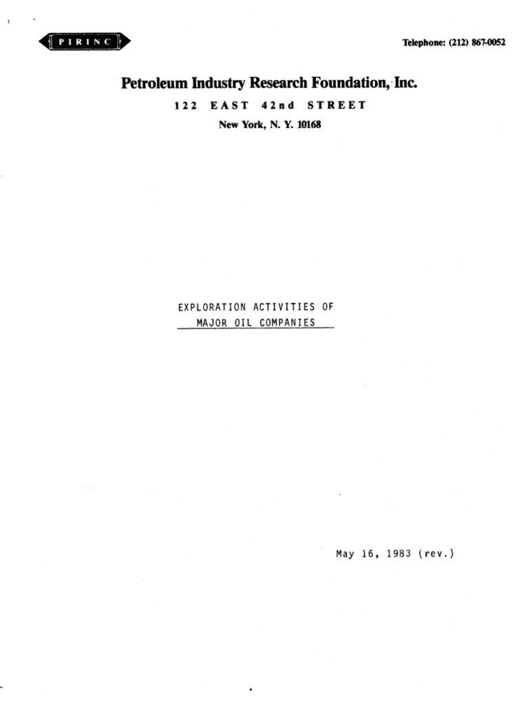 Report cover on oil companies' exploration activities.