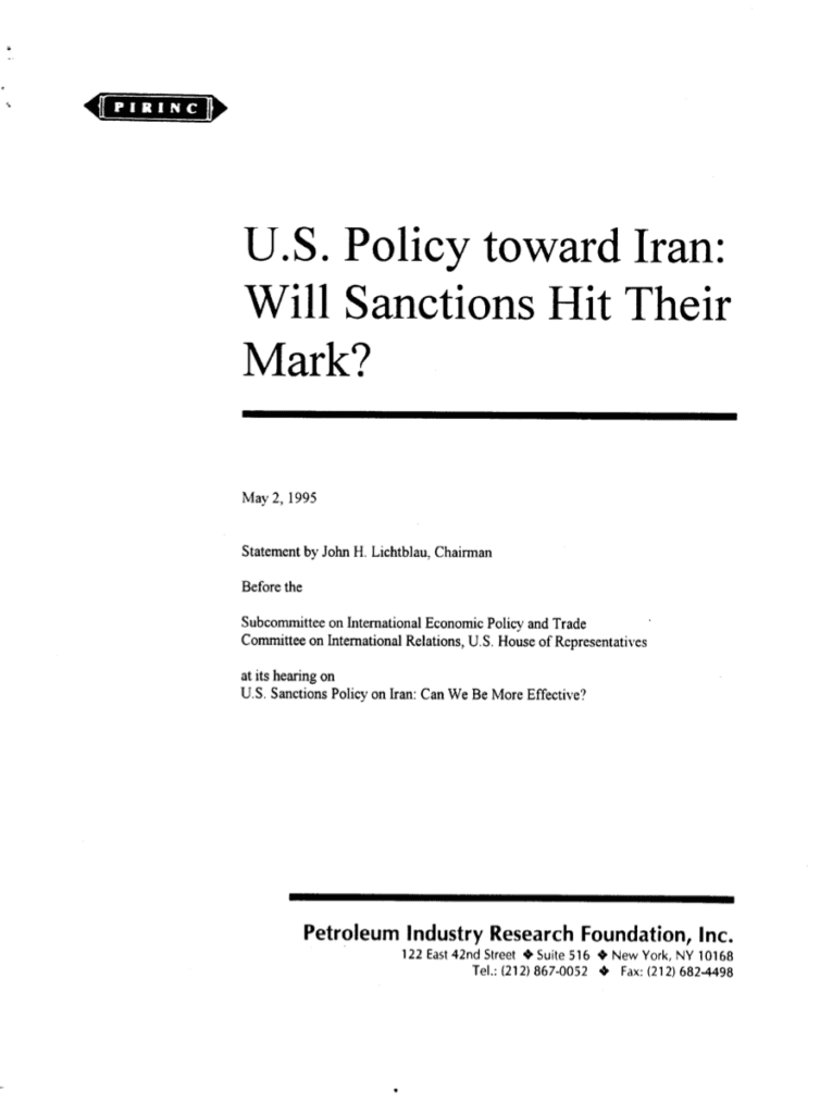 Document on U.S. sanctions policy toward Iran.