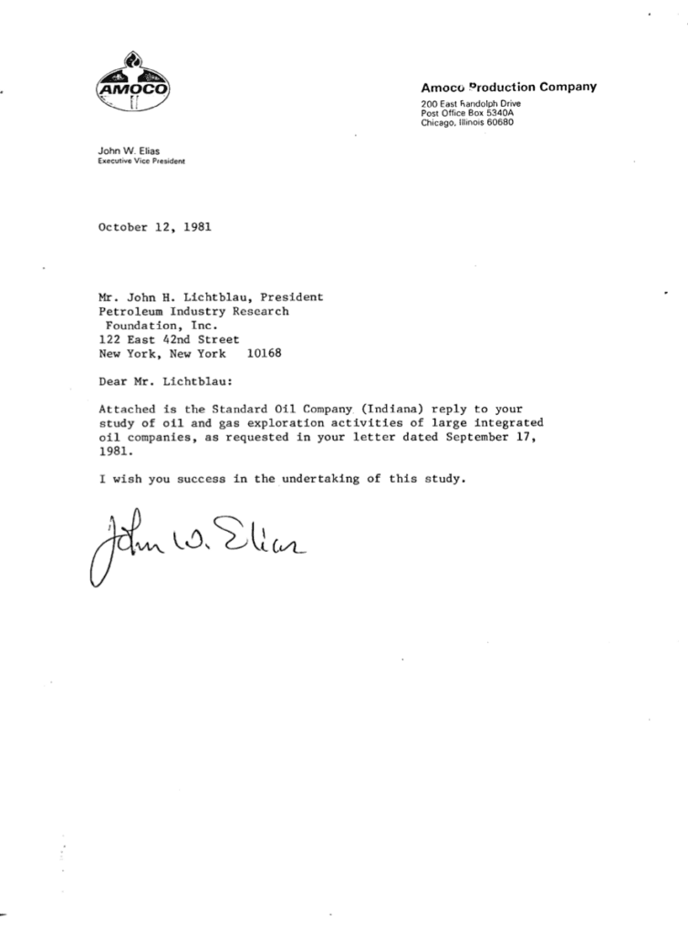 Letter from Amoco Production Company, 1981.