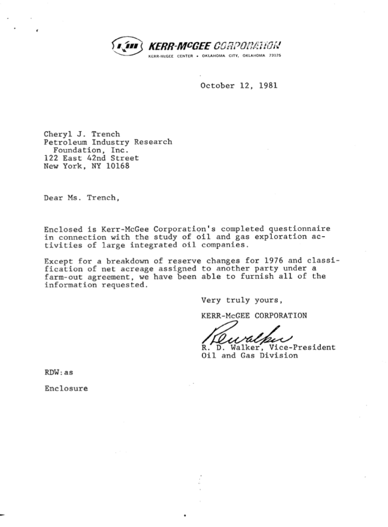 Letter from Kerr-McGee Corporation, 1981.