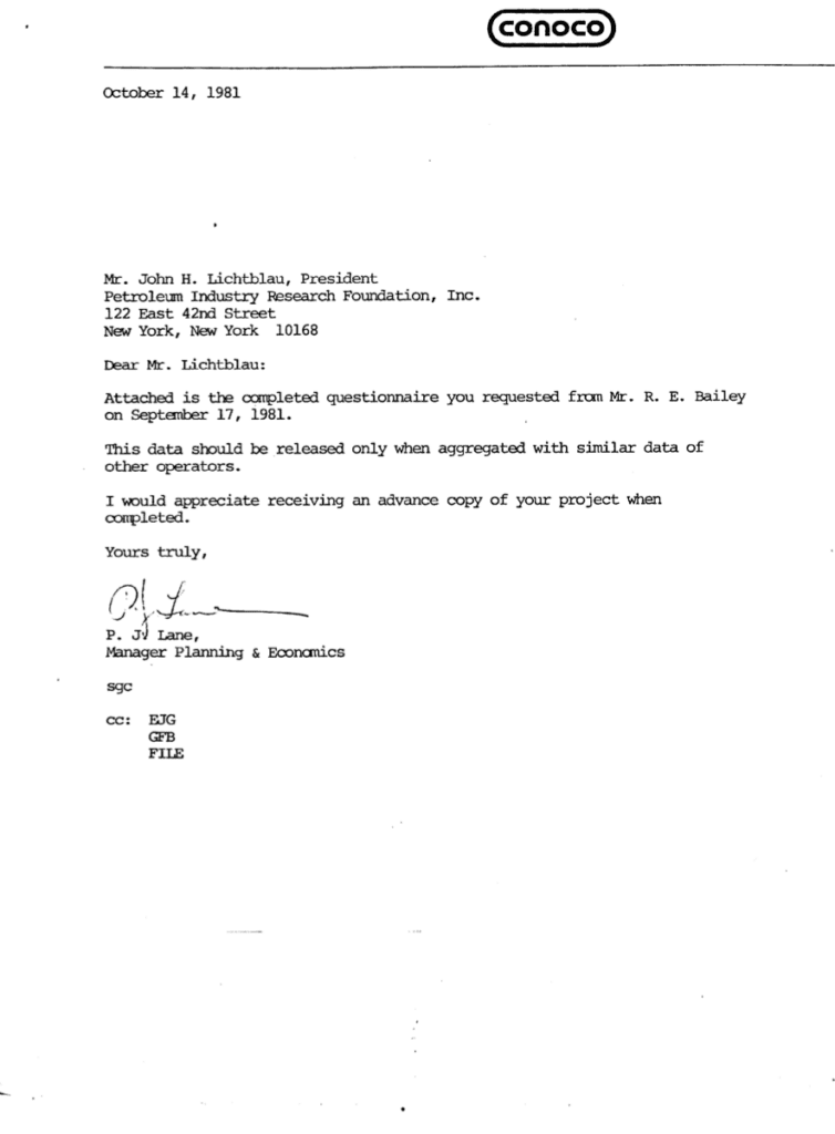 Letter from Conoco, dated October 14, 1981.