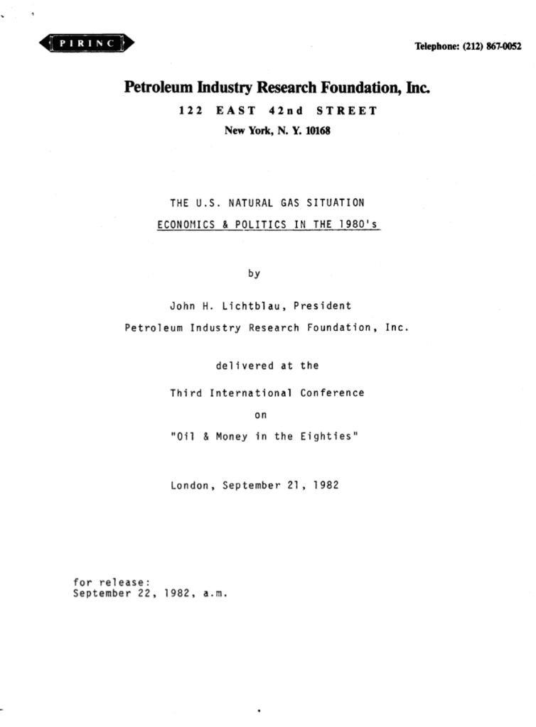 Document on U.S. natural gas situation, 1982.