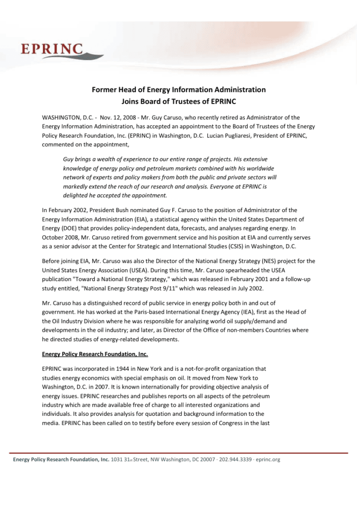 Press release about EPRINC board appointment.
