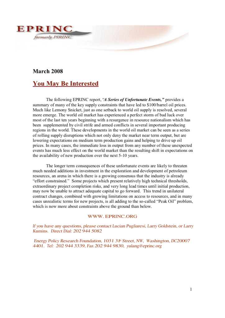 EPRINC report on oil price impacts.